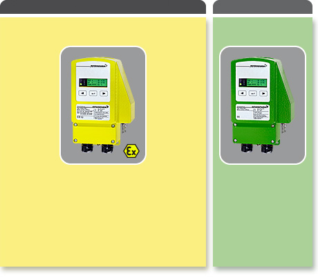 Electrical compact volume flow controller, depending on type for use in Ex- or safe areas